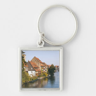 Lilla Venedig (Klein Venedig) och floden Regnitz Fyrkantig Silverfärgad Nyckelring
