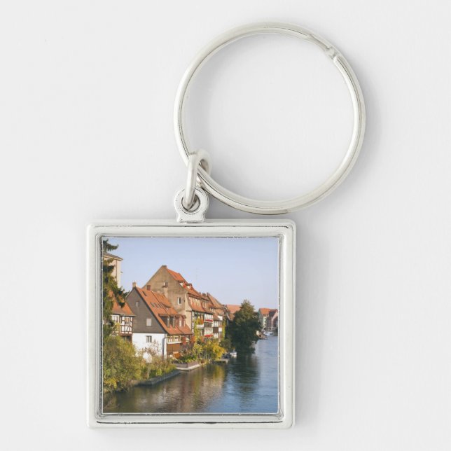 Lilla Venedig (Klein Venedig) och floden Regnitz Fyrkantig Silverfärgad Nyckelring (Framsidan)