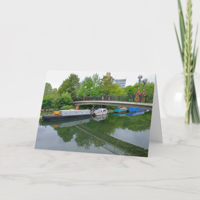 Lilla Venedig London Barge Greeting Card Kort (Framsida)