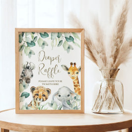 Lilla Vild en Safari Baby Shower Raffle Poster