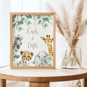 Lilla vilda en safari baby shower-kort och present poster