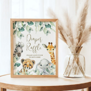 Lilla Vilda En Safari Barnkalas Blöja Lotteri Poster