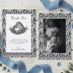 Lilla vilda zebra safari baby shower foto tack kort
