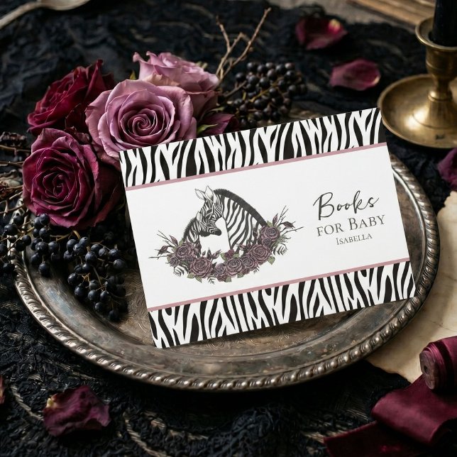 Lilla vilda Zebran Safari-böcker för bebisar Tilläggskort (Moody Zebra Safari Alternative Baby Shower Baby Shower Books for Baby Book Request Enclosure Card)