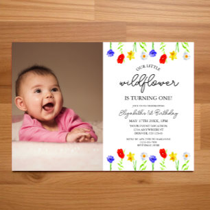 Lilla Vildblomma 1-årsdag Inbjudningar
