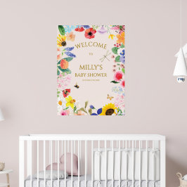 Lilla vildblomma mamma till Bee Baby Shower Välkom Poster