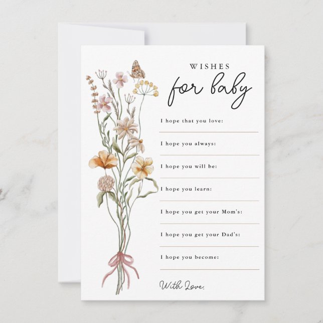 Lilla Vildblommans önskningar för baby Baby Shower Inbjudningar (Framsida)