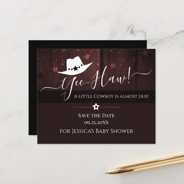 Lilla Western babypojke Shower Spara datum (Fram/Back In Situ)