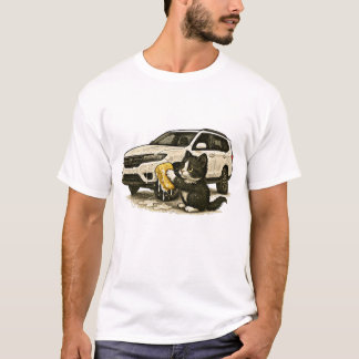 Lilla Whimsikat Tvättar bilen T Shirt