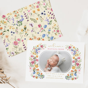 Lilla Wildblomme Flicka Birth Announcement Inbjudningar