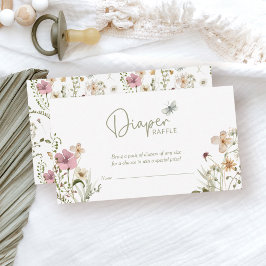Lilla Wildblommor Diaper Raffle Girl Baby Shower Tilläggskort