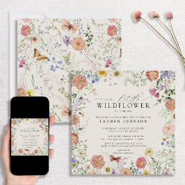 Lilla Wildblommor Pressade Blommor Babykläder Inbjudningar