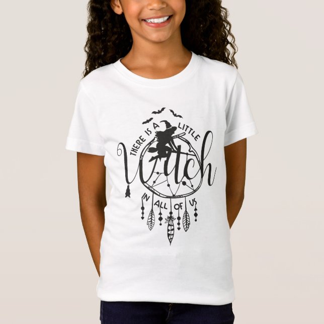 Lilla Witch i alla oss - Cute Girl's Witchy T Shirt (Framsida)