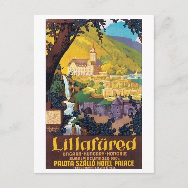 Lillafured Hungary Travel Poster Vykort (Framsida)