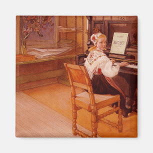 Lillanna som övar Mozart på piano Magnet