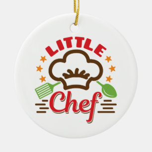 Lille Chef Cooking Älskare Kids Julgransprydnad Keramik