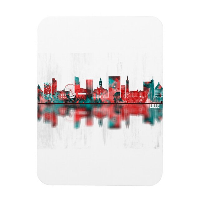 Lille Frankrike Skyline Magnet (Vertikal)