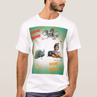 Lille Lord Krishna Påfågel Janmashtami T Shirt