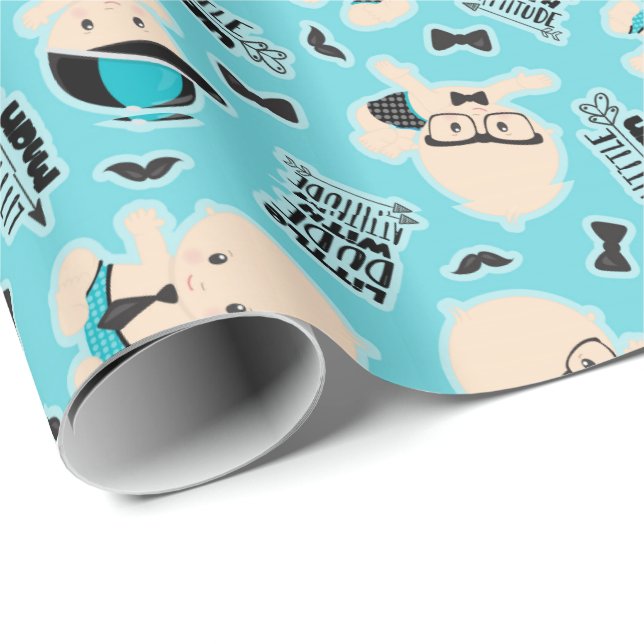 Lille man ord art mönster warty wrap presentpapper (Rullad Hörn)