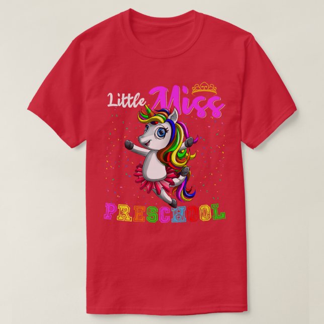 Lille miss Preschool Dancing Unicorn Student Back T Shirt (Design framsida)