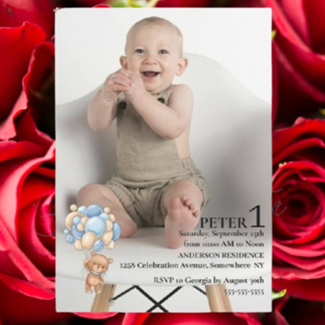Lille pojkens 1-årsdag inbjudningar (Celebrate your baby boy’s 1st birthday with a heartfelt invitation.)
