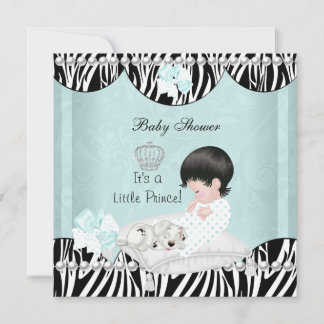 Lille prins baby shower baby pojke mint inbjudningar