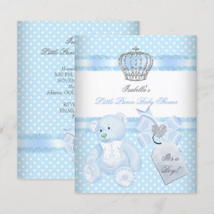 Lille prins baby shower Söt pojke Spot Björn Inbjudningar