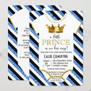 Lille prins glitter baby shower inbjudan