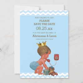 Lille prins på Mobilare Spara datum Grått Blue Magnetisk Inbjudningskort