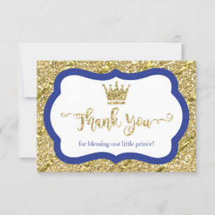 Lille prins Tack, ditt kort, Blue, Faux Glitter Tack Kort