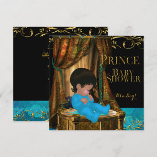 Lille prinsen baby shower pojke regal teal krona inbjudningar