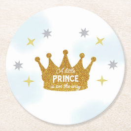 Lille prinsen pojke baby shower underlägg papper rund