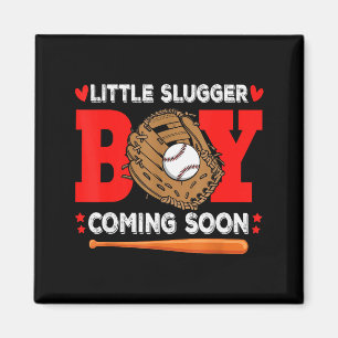 Lille Slugger Pojke Kommer Snart Baby Tillkännagiv Magnet