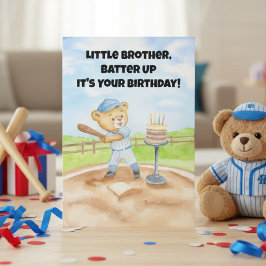 Lillebror Grattis på födelsedagen Baseboll Teddybj Kort