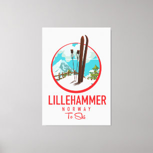 Lillehammer Norge Ski logotyp Canvastryck