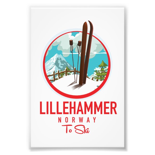 Lillehammer Norge Ski logotyp Fototryck (Framsidan)