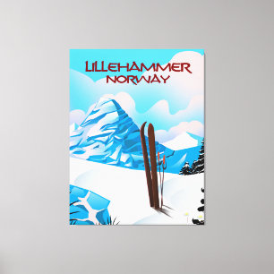 Lillehammer Norge Ski poster. Canvastryck
