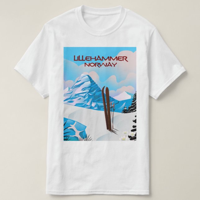 Lillehammer Norge Ski poster. T Shirt (Design framsida)