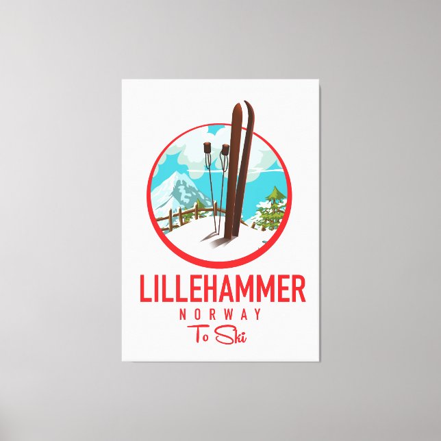 Lillehammer Norge skidlogo Canvastryck (Framsida)