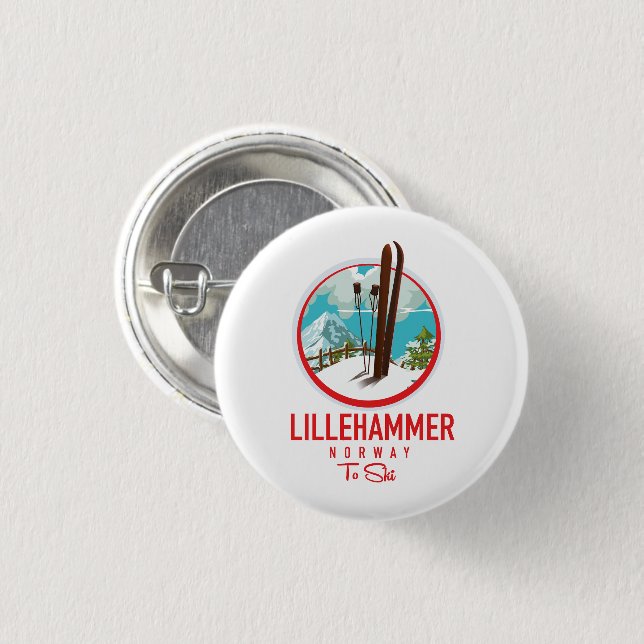 Lillehammer Norge skidlogo Knapp (Framsida & baksida)