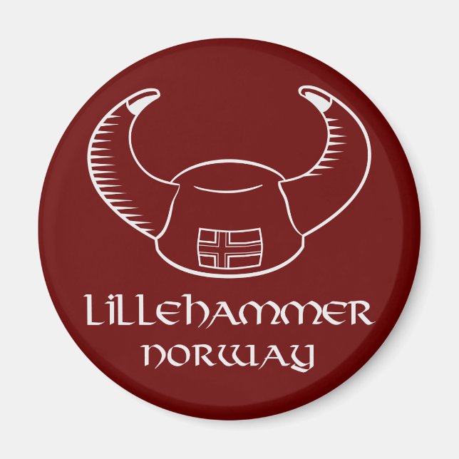 Lillehammer Norge Viking Hat Magnet (Framsidan)