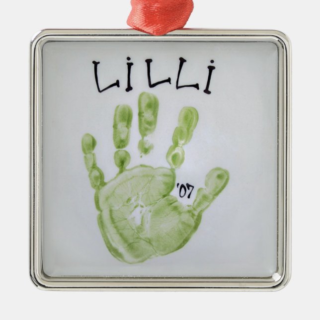 Lilli räcker kvadrerar julgransprydnad metall (Framsidan)