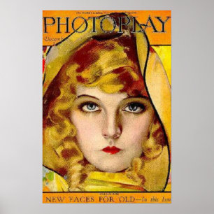 Lillian Gish tyst filmstjärnavintage affisch