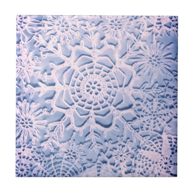 Lillian's Baby blue Snowflake Sangria Tile Kakelplatta (Framsidan)