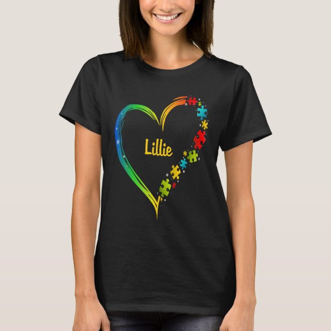 Lillie autism awareness heart puzzle idea 2020 t shirt (Framsida)