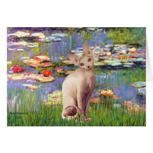 Lillies 2 - Cream Sphynx cat Hälsningskort (Framsidan Horizontal)