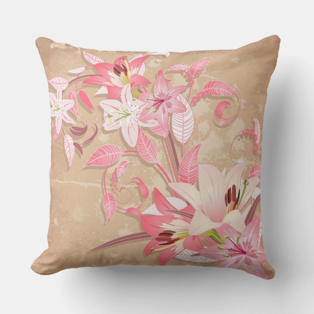 Lillium Blommig Illustrerad Kudd Kudde (Framsida)