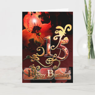 Lilly Dream-blomman Lycklig 15:e födelsedagskortet Kort