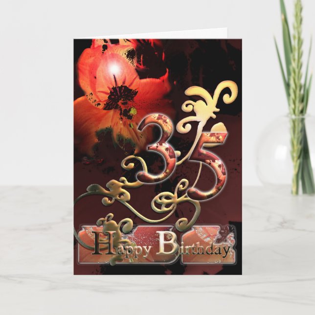 Lilly Dream-blomman Lycklig 35 Birthday-blommigten Kort (Framsida)