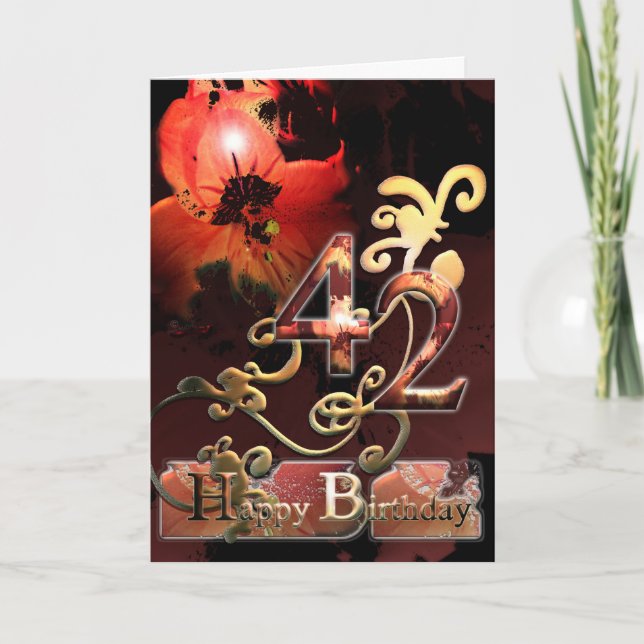 Lilly Dream-blomman Lycklig 42 Birthday-blommigten Kort (Framsida)